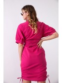 Shirt dress with ruffles on the sides, fuchsia FG649 - Online store - Boutique